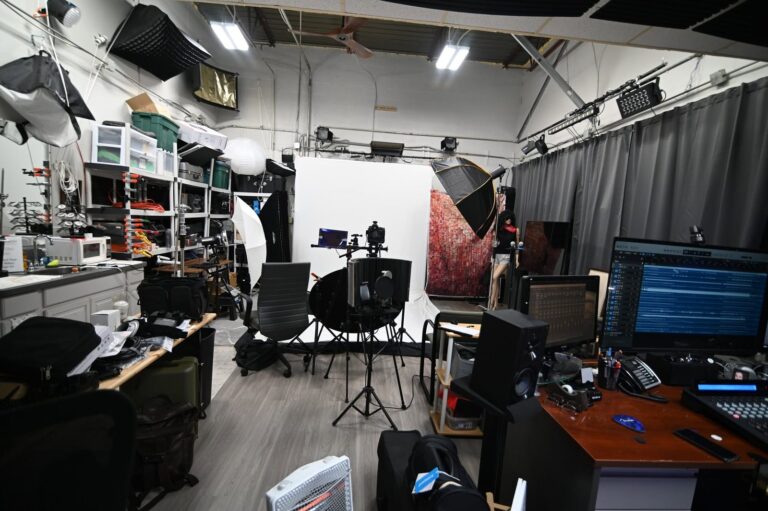Main studio floor with lighting, cameras and production desks